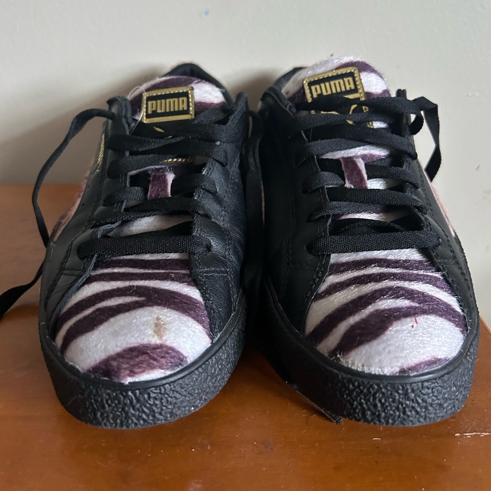 Puma Black and Purple Zebra Pattern Sneakers
